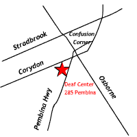 map to Deaf Centre, 285 Pembina Hwy.
